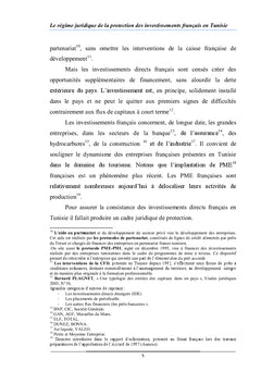 Le régime de la protection des investissements français en Tunisie