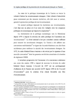 Le régime de la protection des investissements français en Tunisie