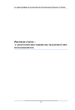 Le régime de la protection des investissements français en Tunisie