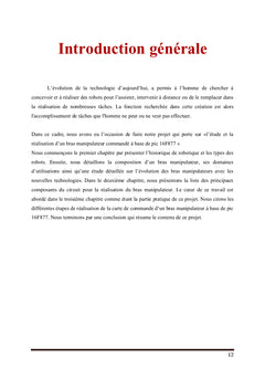 Etude et realisation d'un bras manipulateur commande A base de PIC