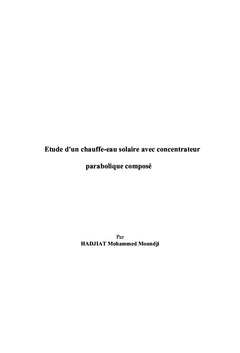 Etude d'un chauffe-eau solaire avec concentrateur parabolique compose