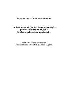 Des directives anticipées pourront-elles exister un jour en Algérie