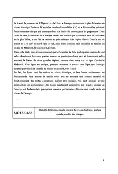 Stabilite de la tension du reseau electrique par l'analyse modale