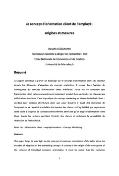 Le concept d'orientation client de l'employe : origines et mesures
