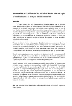 Modélisation de rejets urbains conduits à la mer par émissaires marins