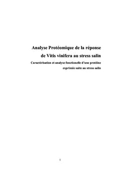 Analyse Proteomique de la reponse de Vitis vinifera au strèss salin