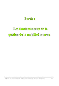 Le systeme de Promotion interne