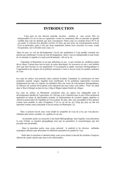 Etude de la Qualite physico-chimique des eaux du lac d'Aleg