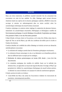 Stabilite des excavations de la mine d'Or d'Akka (Anti Atlas-Maroc)