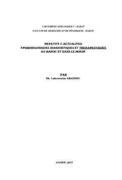 Hepatite C : mise au point et actualites