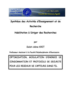 Optimisation, Modulation D'energie De Consommation pour les RCSF