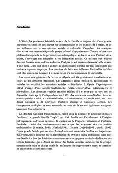 L'evolution de l'education dans la famille algerienne