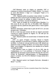 MOULOUD MAMMERI "De la légende à l'histoire "