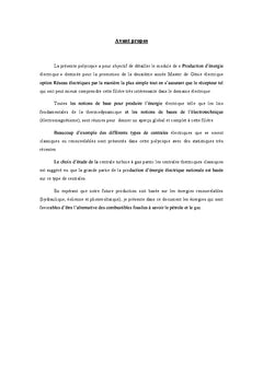 Comprendre la production d'energie electrique