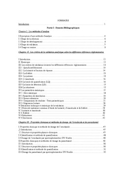 Validation analytique de méthodes de dosage de l'ornidazole et du paracétamol