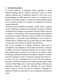 Biochimie des maladies metaboliques hereditaires en Tunisie