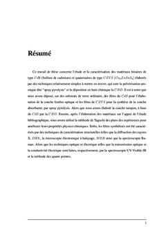 Etude et Caracterisation des Materiaux CdS et CZTS en Couches Minces