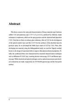 Etude et Caracterisation des Materiaux CdS et CZTS en Couches Minces