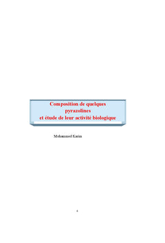 Composition de quelques pyrazolines