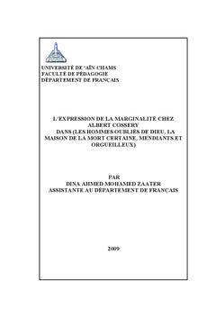 L'expression de la marginalite chez ALBERT COSSERY