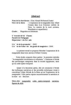 L'expression de la marginalite chez ALBERT COSSERY
