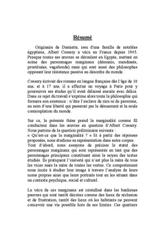 L'expression de la marginalite chez ALBERT COSSERY