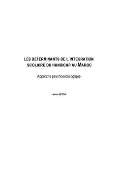 Les determinants de l'integration scolaire du handicap au Maroc