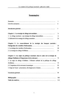 La conduite de la politique monetaire: efficacite et defis