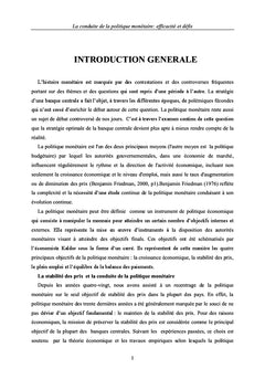 La conduite de la politique monetaire: efficacite et defis