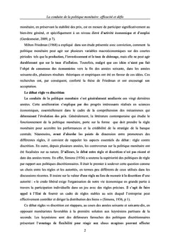 La conduite de la politique monetaire: efficacite et defis