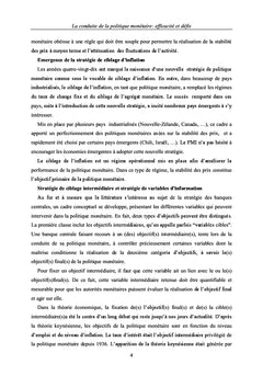 La conduite de la politique monetaire: efficacite et defis