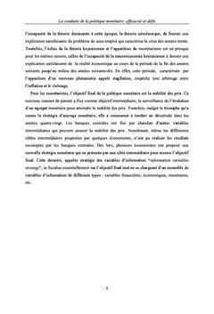 La conduite de la politique monetaire: efficacite et defis