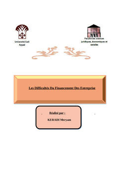 Les Difficultes Du Financement Des entreprises