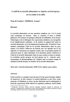 La sécurité alimentaire en Algérie, un bref aperçu sur la réalité