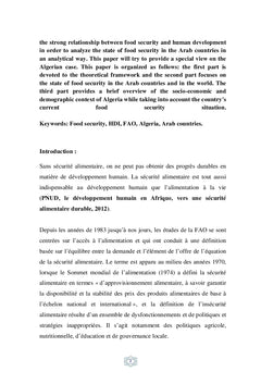 La sécurité alimentaire en Algérie, un bref aperçu sur la réalité