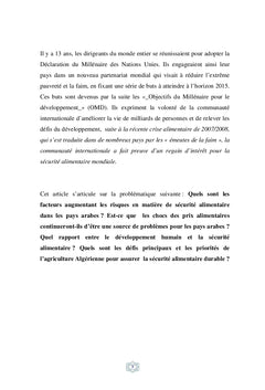 La sécurité alimentaire en Algérie, un bref aperçu sur la réalité