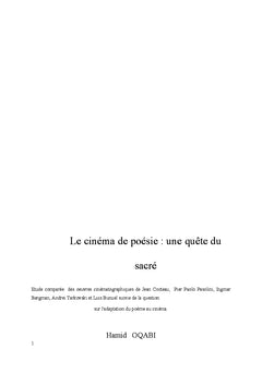 Le cinéma de poésie : une quête du sacré