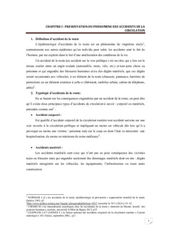 Evaluation des coUts financiers des accidents de la circulation