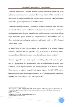 The models of measure of systemic risk