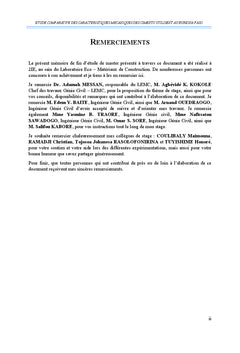 Etudes comparatives des caractéristiques mécaniques des ciments