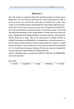 Etudes comparatives des caractéristiques mécaniques des ciments