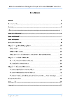 Etudes comparatives des caractéristiques mécaniques des ciments
