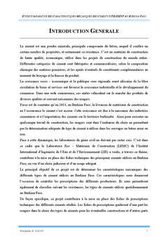 Etudes comparatives des caractéristiques mécaniques des ciments