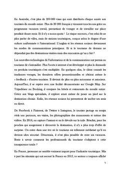 Comment les NTIC influencent-elles le tourisme français ?