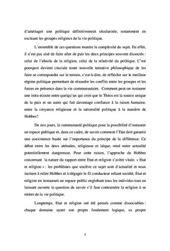 Etat et religion chez Thomas Hobbes