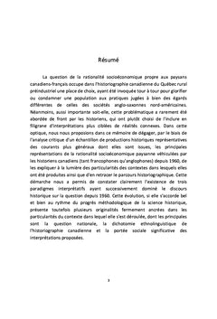 La rationalite paysanne dans le Quebec preindustriel