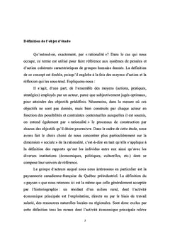La rationalite paysanne dans le Quebec preindustriel