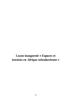 Espaces et tensions en Afrique subsaharienne