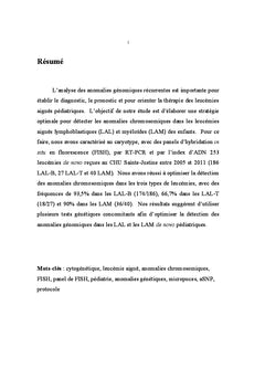 Les anomalies chromosomiques dans les leucémies aiguës pédiatriques