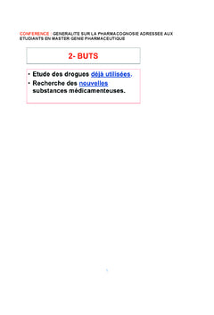 Conférence 1: Généralités sur la pharmacognosie
